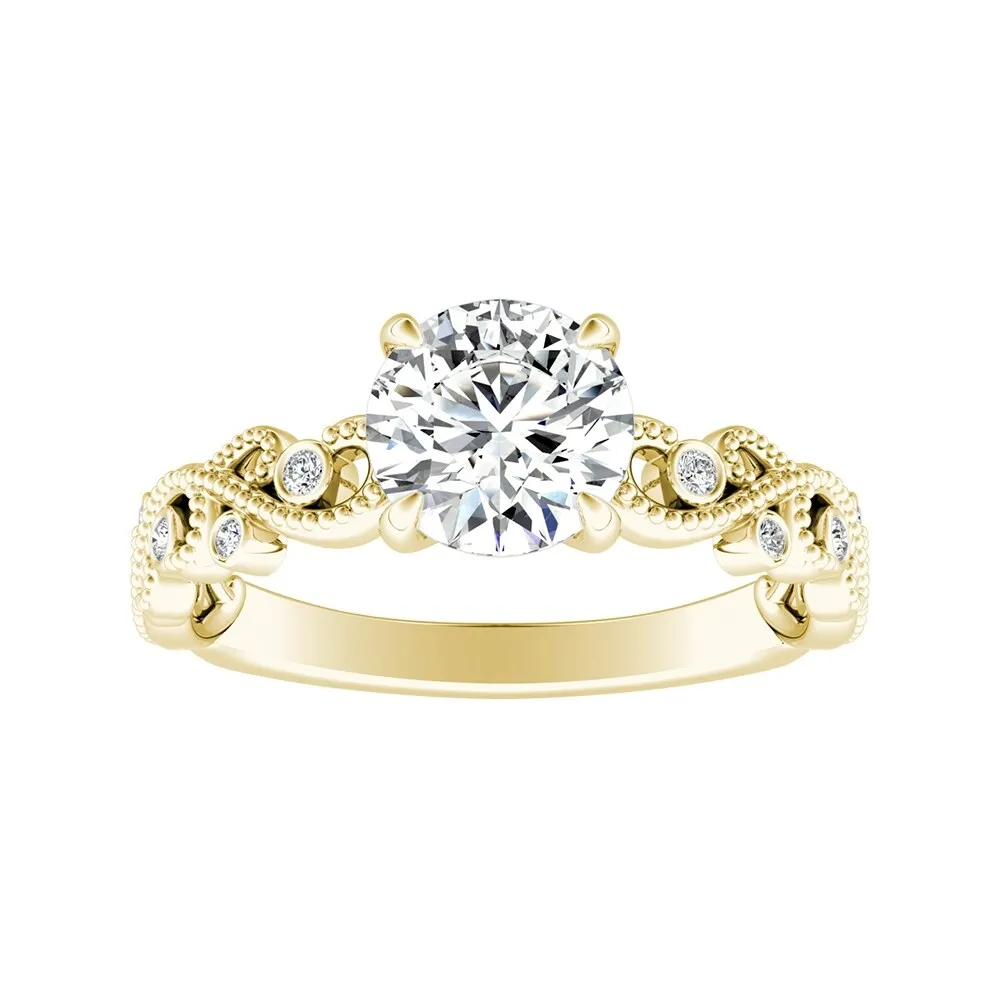 Auriya 14k Gold 1ct TW Vintage Moissanite and Diamond Engagement Ring 1/10cttw sold by Zulily product image thumbnail 4