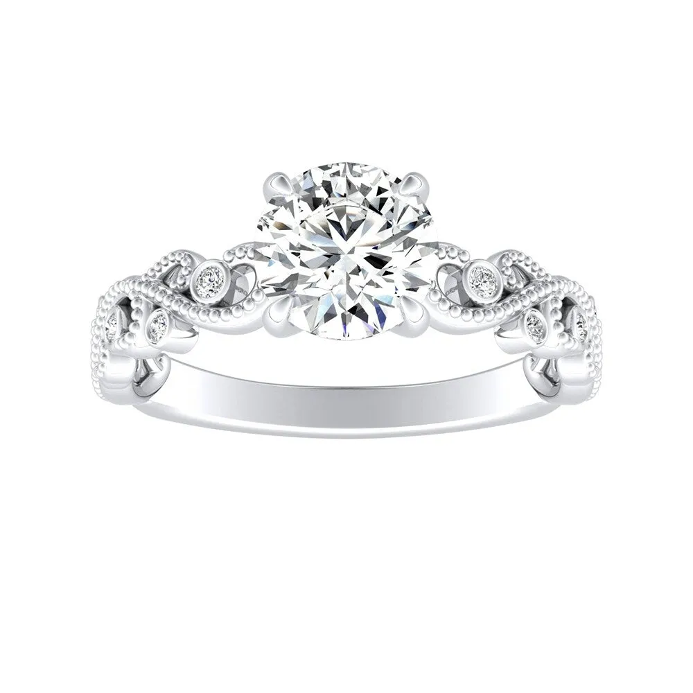 Auriya 14k Gold 1ct TW Vintage Moissanite and Diamond Engagement Ring 1/10cttw sold by Zulily