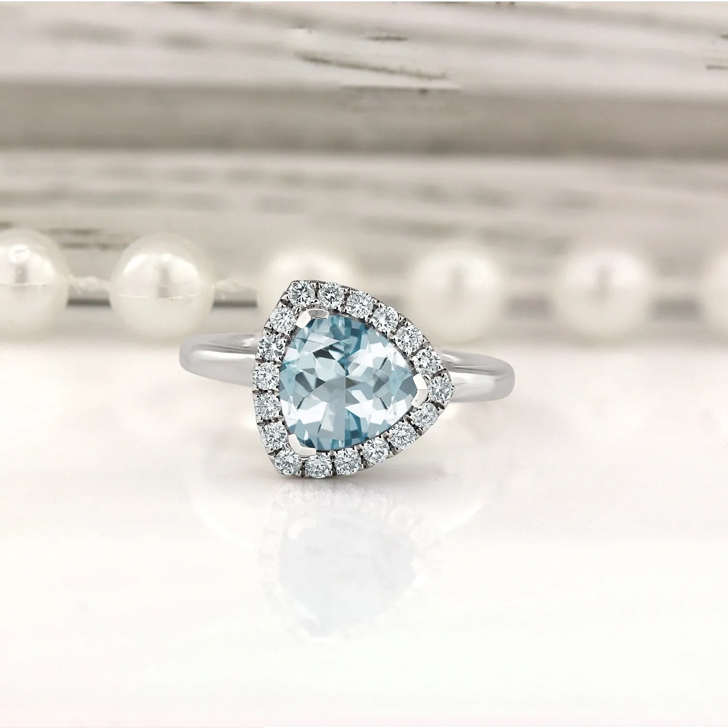 Auriya 1 1/4ct Trillion-cut Aquamarine Halo Diamond Engagement Ring 1/4ctw 14k Gold sold by Zulily