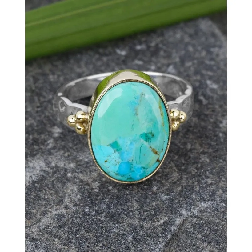 Sterling Silver Oval Shaped Blue Mohave Turquoise with Brass Accents sold by Zulily product image thumbnail 2