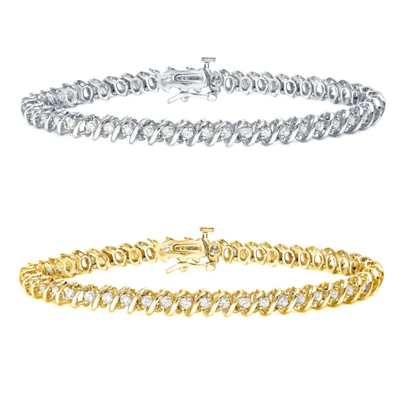 Auriya 1ct to 10ct TW S-link Diamond Tennis Bracelet 14k Gold sold by Zulily