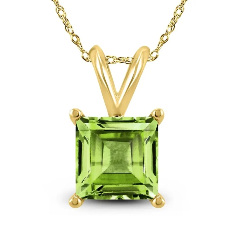 14K Yellow Gold 5MM Square Peridot Pendant sold by Zulily