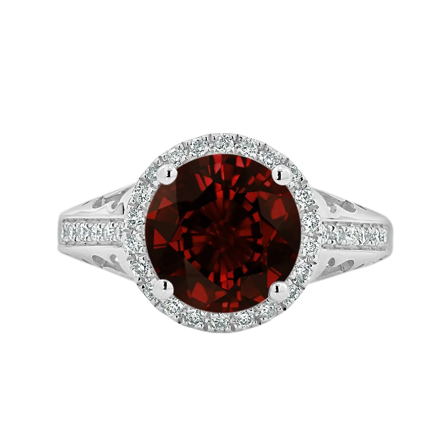 Auriya 2 5/8ct Fancy Round Garnet Gemstone and Halo Diamond Engagement Ring 1/5ctw 14k Gold sold by Zulily product image thumbnail 2