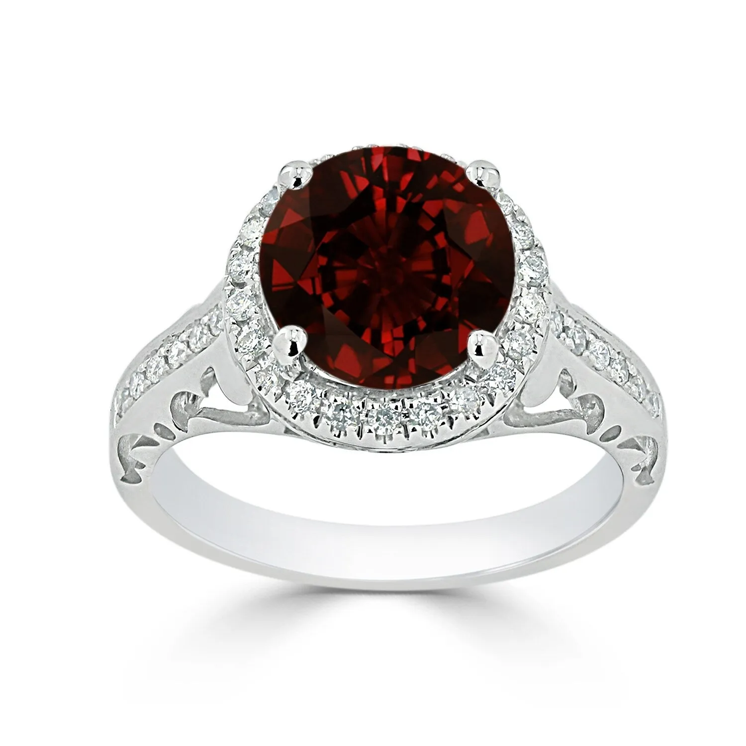 Auriya 2 5/8ct Fancy Round Garnet Gemstone and Halo Diamond Engagement Ring 1/5ctw 14k Gold sold by Zulily product image thumbnail 3