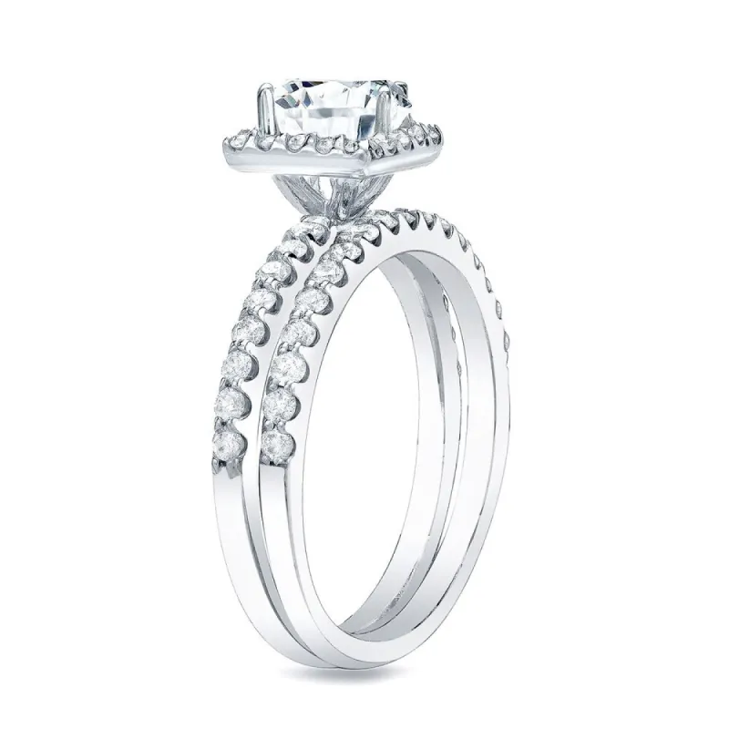 Auriya 14k Gold 1 1/4 carat TW Princess-cut Halo Diamond Engagement Ring Set sold by Zulily