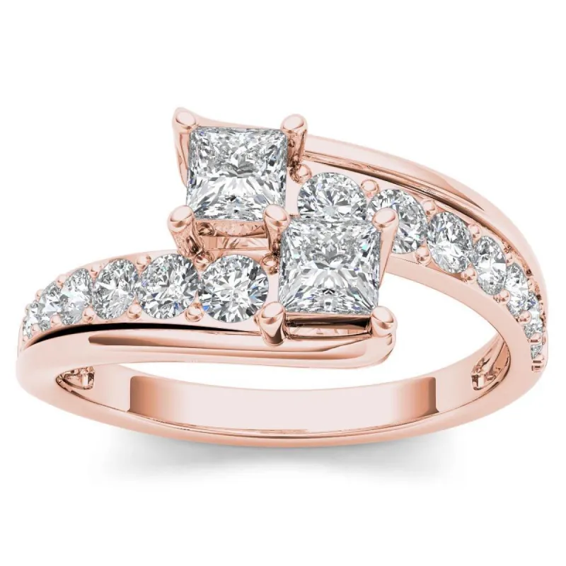 De Couer 14k Rose Gold 1ct TDW Two-Stone Diamond Engagement Ring - Pink sold by Zulily