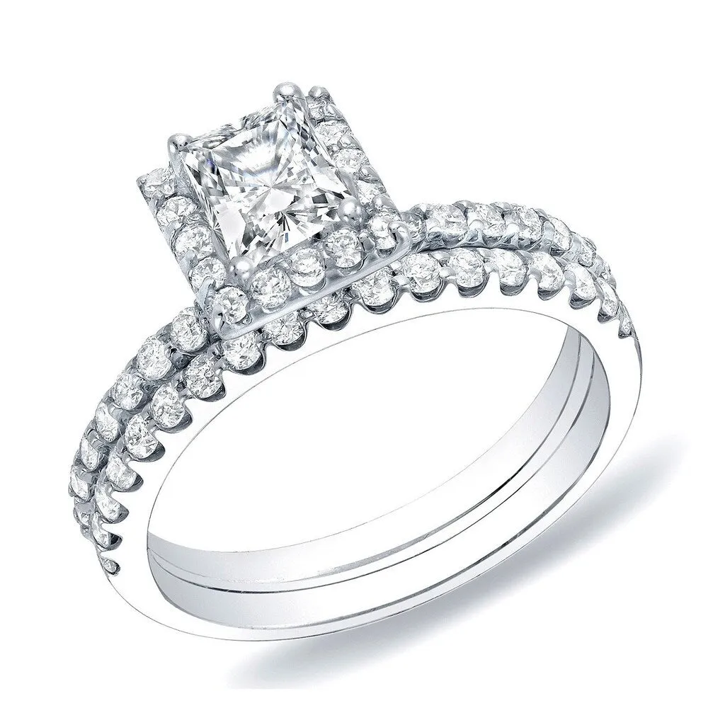 Auriya 14k Gold 1 1/4 carat TW Princess-cut Halo Diamond Engagement Ring Set sold by Zulily product image thumbnail 2