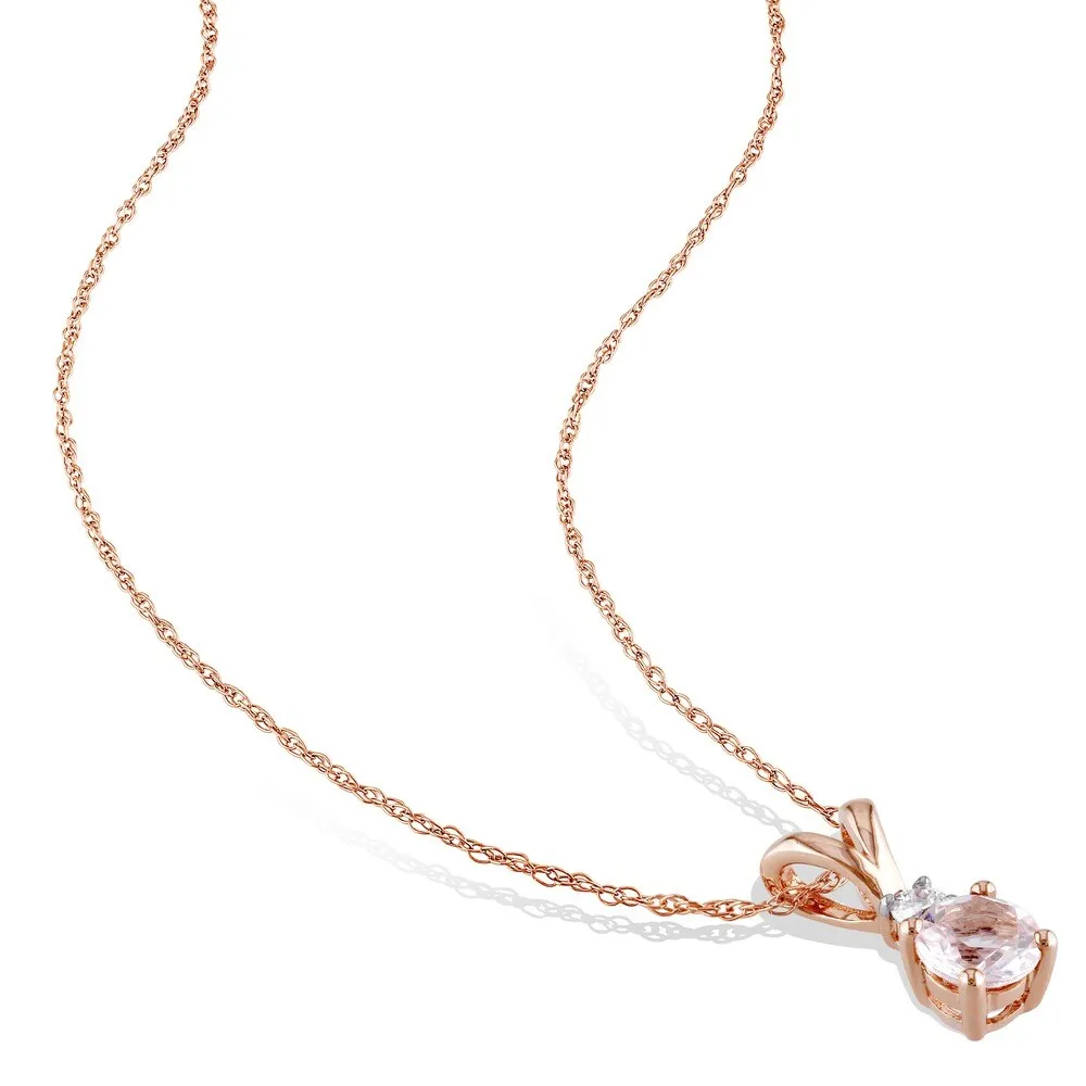 Miadora 10k Rose Gold 1/2ct TGW Morganite and Diamond Accent Necklace - 17 in x 12.9 mm x 4.8 mm - 17 in x 12.9 mm x 4.8 mm sold by Zulily product image thumbnail 3