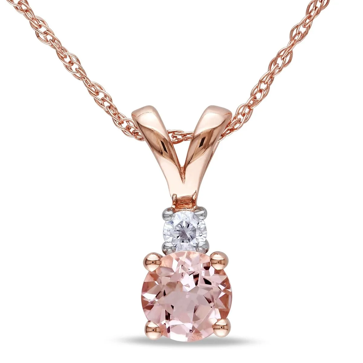 Miadora 10k Rose Gold 1/2ct TGW Morganite and Diamond Accent Necklace - 17 in x 12.9 mm x 4.8 mm - 17 in x 12.9 mm x 4.8 mm sold by Zulily product image thumbnail 2