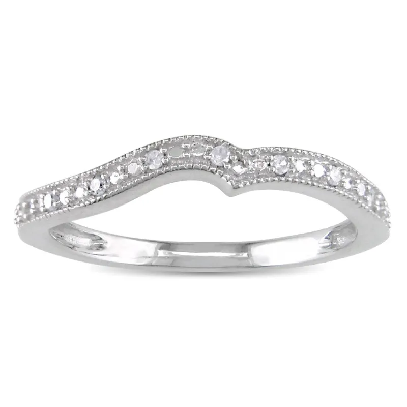 Miadora 10k White Gold Diamond Accent Contour Anniversary-style Stackable Wedding Band Ring (G-H, l1-l2) sold by Zulily