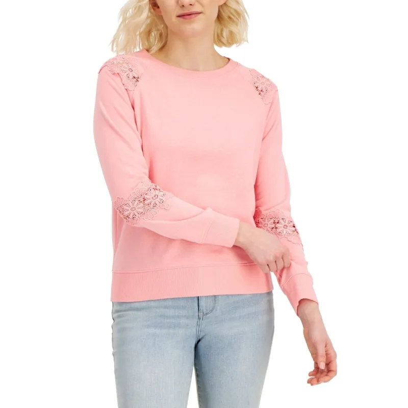 Tommy Hilfiger Women's Solid Lace TrimTop Pink Size Medium sold by Zulily