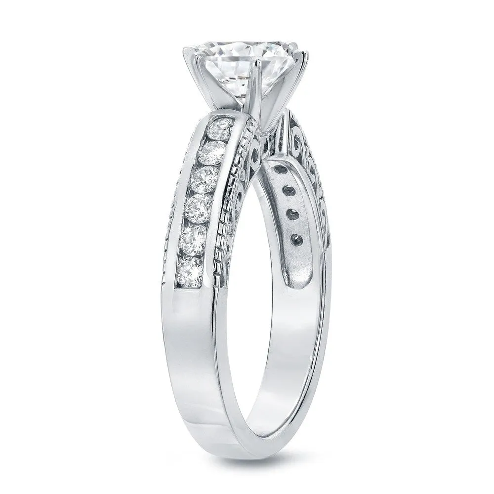 Auriya Vintage Round 1 1/5ct Moissanite and 1/3ctw Diamond Engagement Ring 14K Gold sold by Zulily product image thumbnail 4