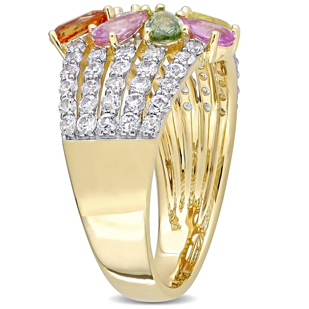 Miadora 14k Yellow Gold Pear-Cut Multi-Color Sapphire Cluster Statement Ring sold by Zulily product image thumbnail 3