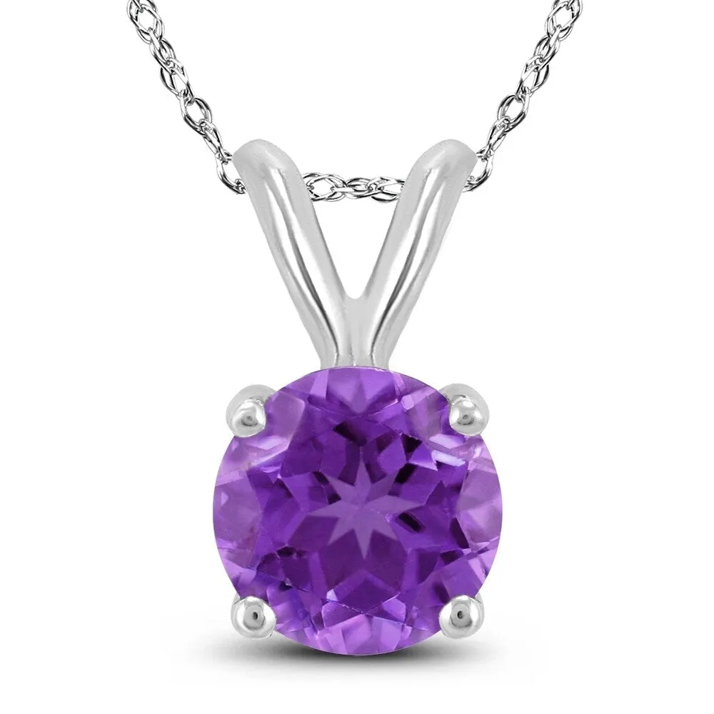 14K White Gold 6MM Round Amethyst Pendant sold by Zulily