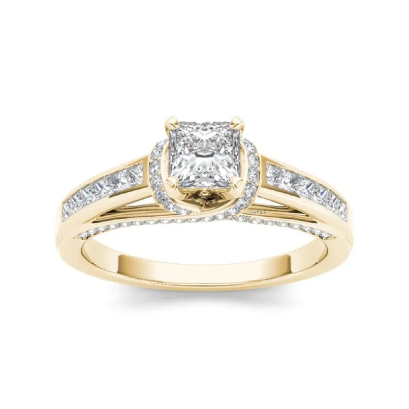 De Couer 14k Yellow Gold 1ct TDW Princess-cut Solitaire Diamond Engagement Ring sold by Zulily