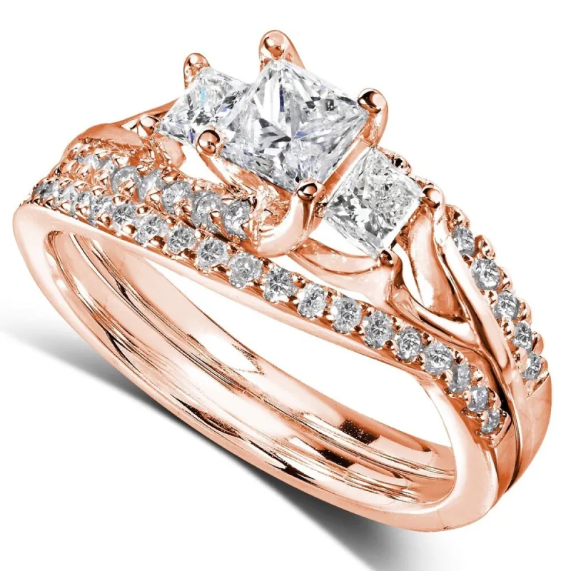 Annello 14k Gold 1-1/10ct TDW Diamond Bridal Rings Set sold by Zulily