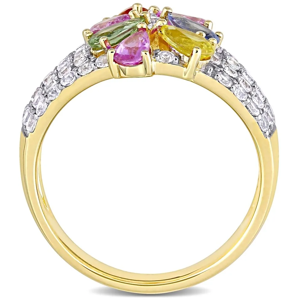 Miadora 14k Yellow Gold Pear-Cut Multi-Color Sapphire Cluster Statement Ring sold by Zulily product image thumbnail 4