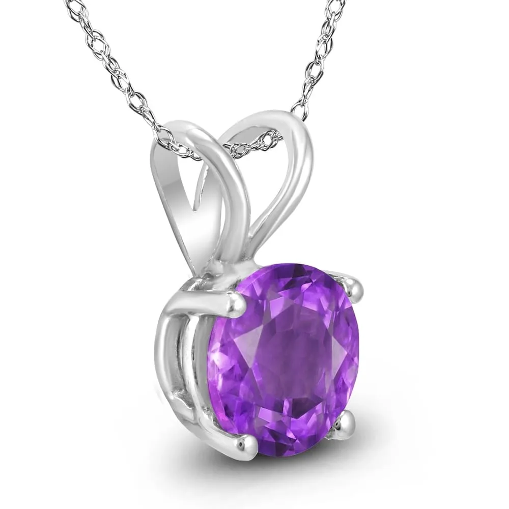 14K White Gold 6MM Round Amethyst Pendant sold by Zulily product image thumbnail 2