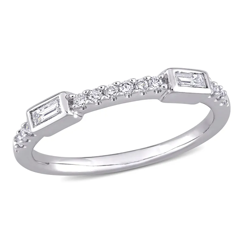Miadora 1/4ct TW Parallel Baguette and Round Diamonds Semi-Eternity Ring in 14k White Gold sold by Zulily