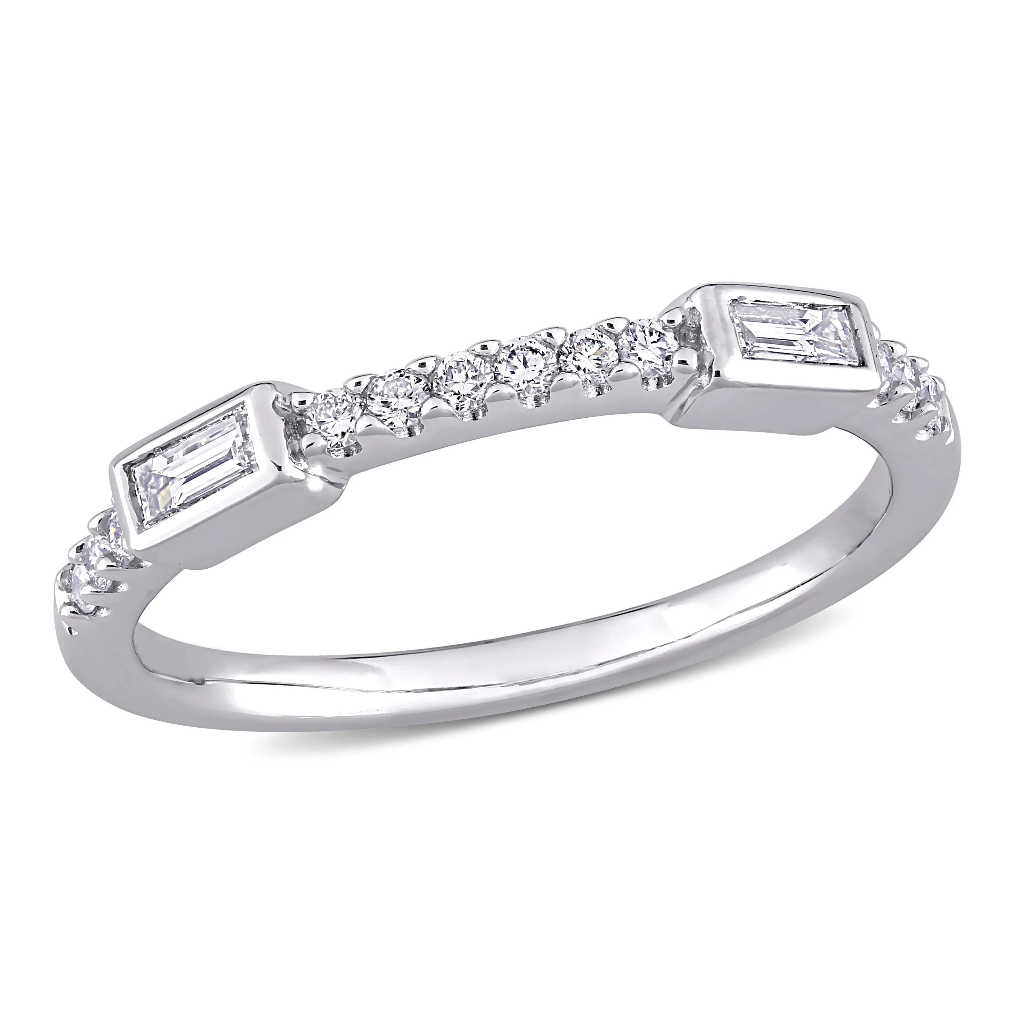 Miadora 1/4ct TW Parallel Baguette and Round Diamonds Semi-Eternity Ring in 14k White Gold sold by Zulily