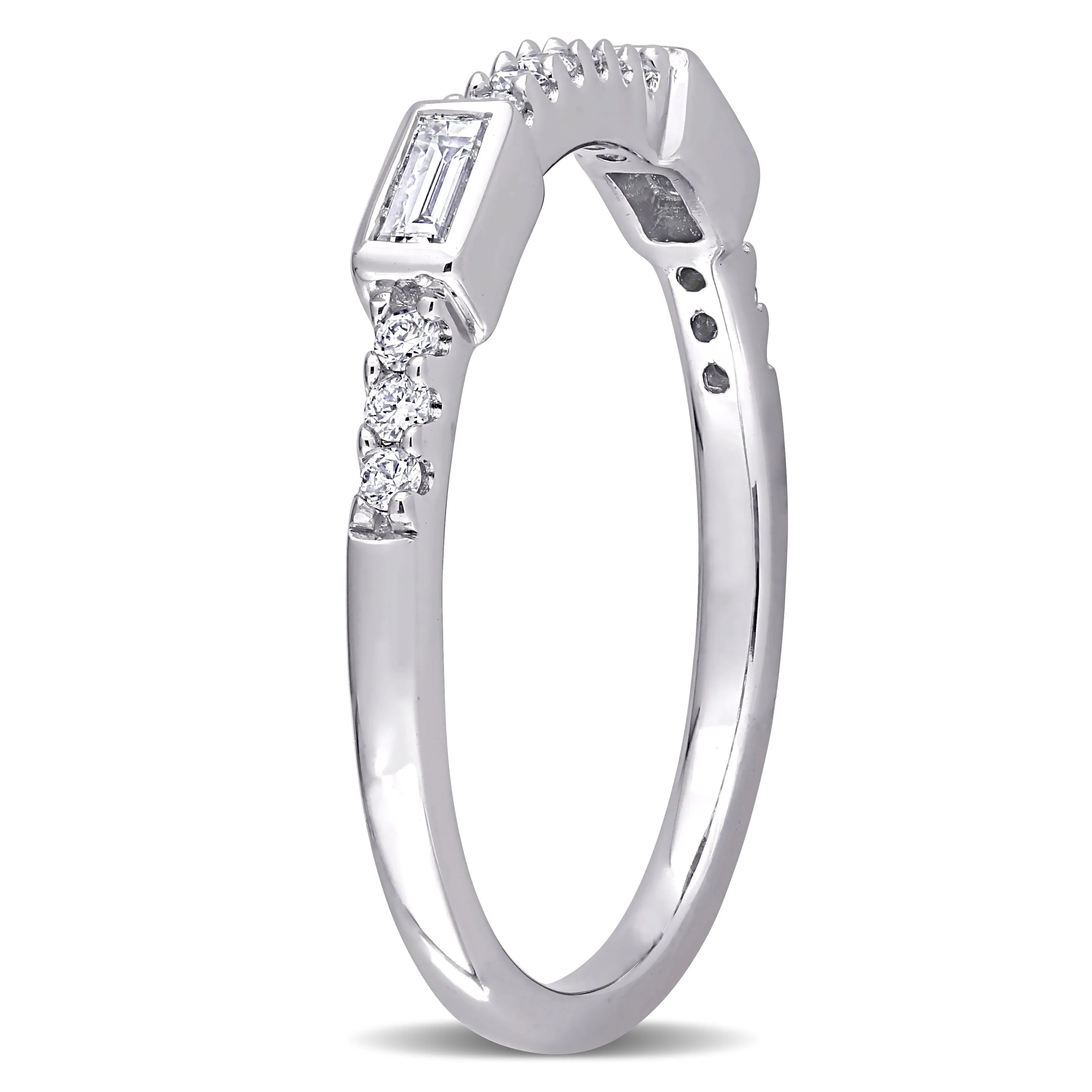 Miadora 1/4ct TW Parallel Baguette and Round Diamonds Semi-Eternity Ring in 14k White Gold sold by Zulily product image thumbnail 2
