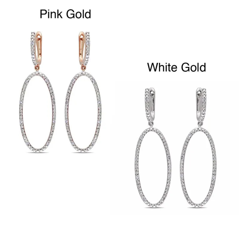 Miadora 14k Gold 1/10ct TDW Diamond Oval Dangle Earrings sold by Zulily