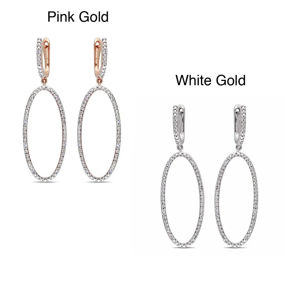 Miadora 14k Gold 1/10ct TDW Diamond Oval Dangle Earrings sold by Zulily