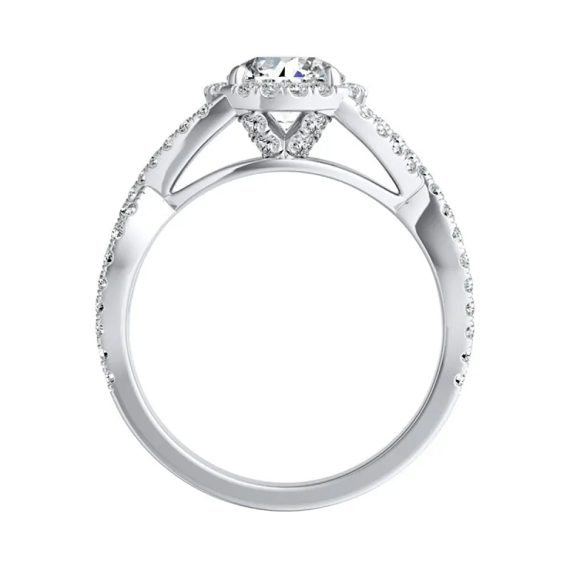 Auriya 14k Gold Infinity Round3ct Moissanite and 1/2ctw Diamond Halo Engagement Ring sold by Zulily
