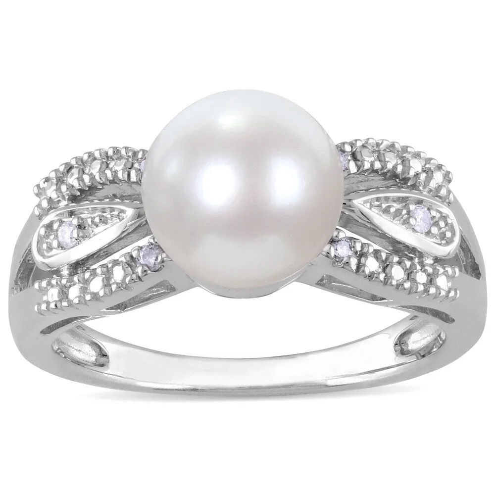 Miadora Sterling Silver FW Pearl and Diamond Accent Ring (9-9.5 mm) sold by Zulily