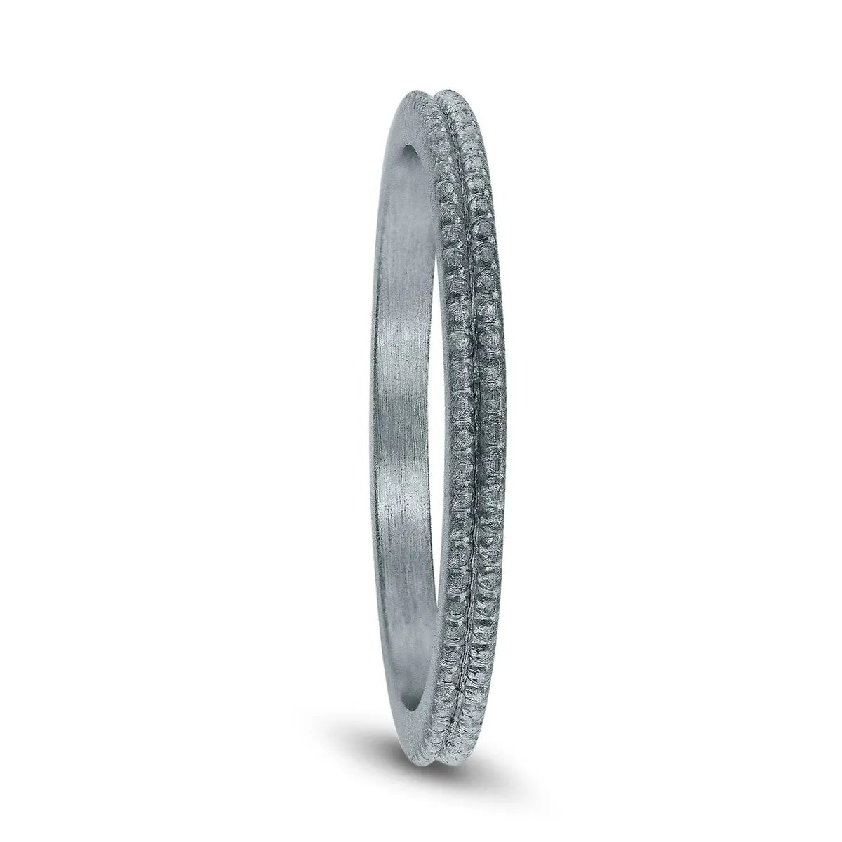 1.5MM Thin Beaded Wedding Band in 14K White Gold sold by Zulily product image thumbnail 2