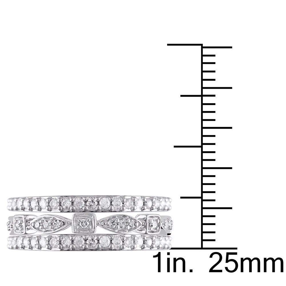 Miadora Signature Collection 10k White Gold 3/4ct TDW Diamond 3-piece Anniversary Stackable Ring Set sold by Zulily product image thumbnail 3