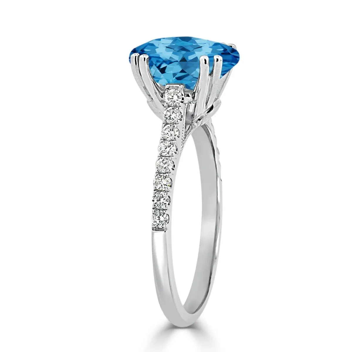 Auriya 2 3/4ct Fancy Oval Swiss Blue Topaz and Diamond Engagement Ring 1/4ctw 14k Gold sold by Zulily product image thumbnail 4