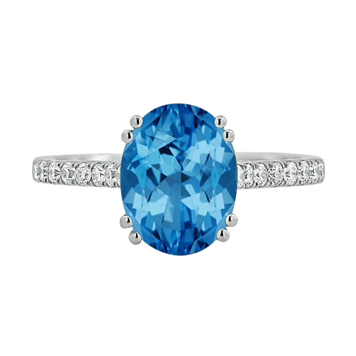 Auriya 2 3/4ct Fancy Oval Swiss Blue Topaz and Diamond Engagement Ring 1/4ctw 14k Gold sold by Zulily product image thumbnail 2
