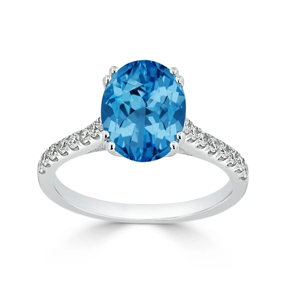 Auriya 2 3/4ct Fancy Oval Swiss Blue Topaz and Diamond Engagement Ring 1/4ctw 14k Gold sold by Zulily product image thumbnail 3