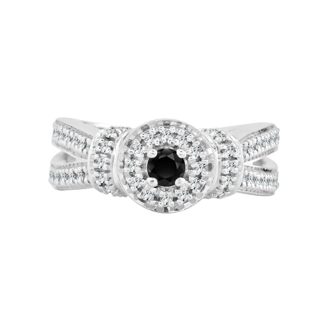 14k Gold 1/2ct TDW Round Black Diamond Halo Engagement Ring by Auriya sold by Zulily product image thumbnail 4