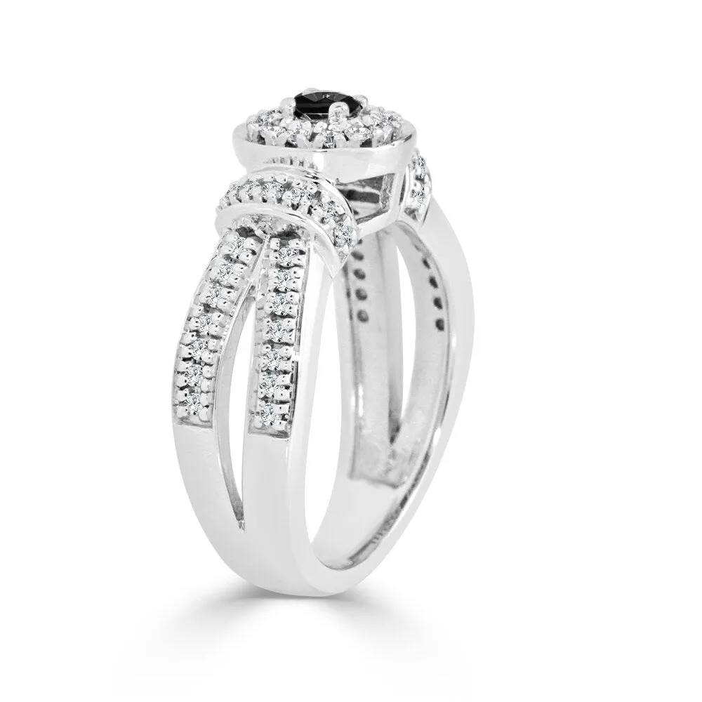 14k Gold 1/2ct TDW Round Black Diamond Halo Engagement Ring by Auriya sold by Zulily product image thumbnail 5