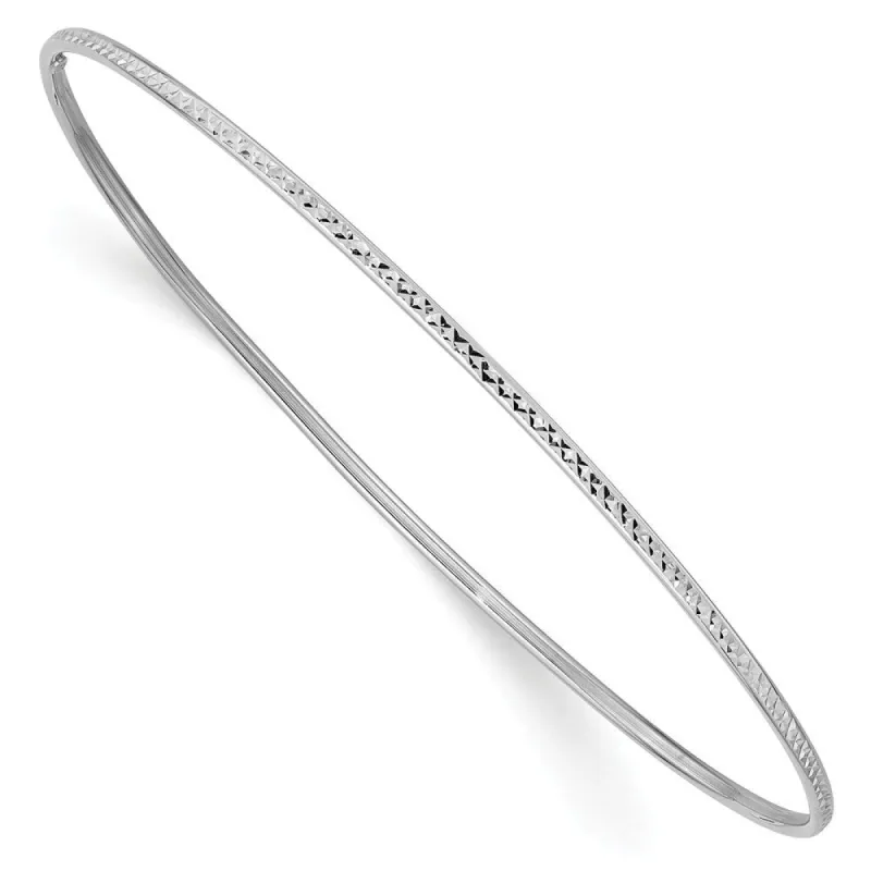 Curata 14k White Gold 8" 1.5" Textured Thin Slip-on Stackable Bangle Bracelet sold by Zulily