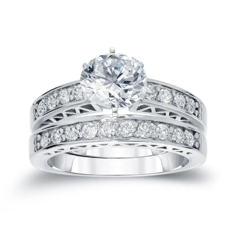 Auriya 14k Gold 1ctw Modern Round Diamond Engagement Ring Set sold by Zulily