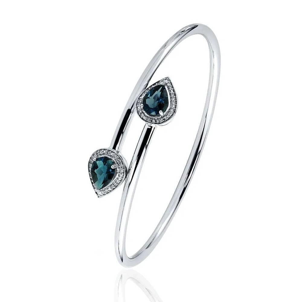 Auriya 2 1/2ct Pear-Shaped London-Blue Topaz Gold over Silver Bangle Bracelet with Diamond Accents sold by Zulily product image thumbnail 4