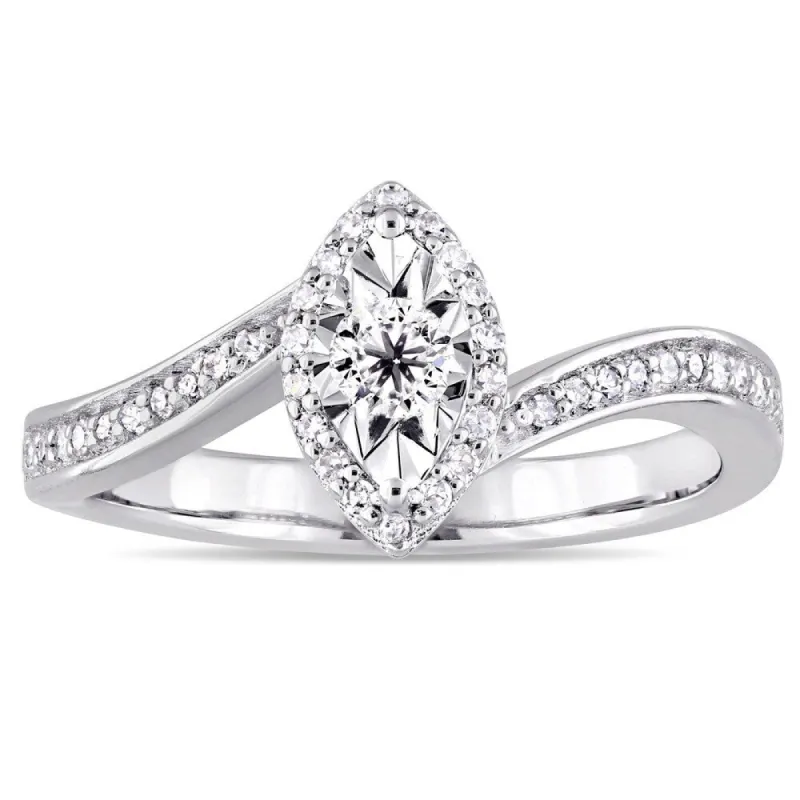 Miadora Sterling Silver 1/4ct TDW Diamond Bypass Style Engagement Ring - White sold by Zulily
