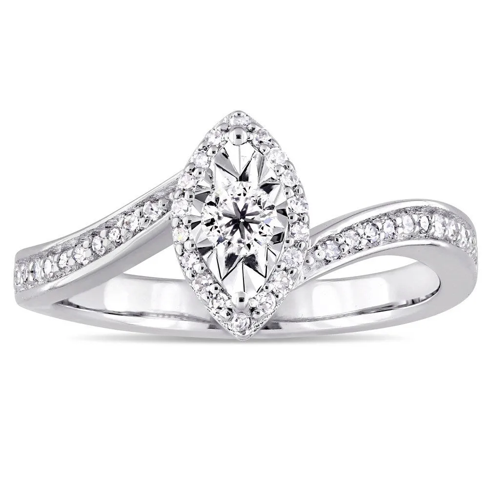 Miadora Sterling Silver 1/4ct TDW Diamond Bypass Style Engagement Ring - White sold by Zulily