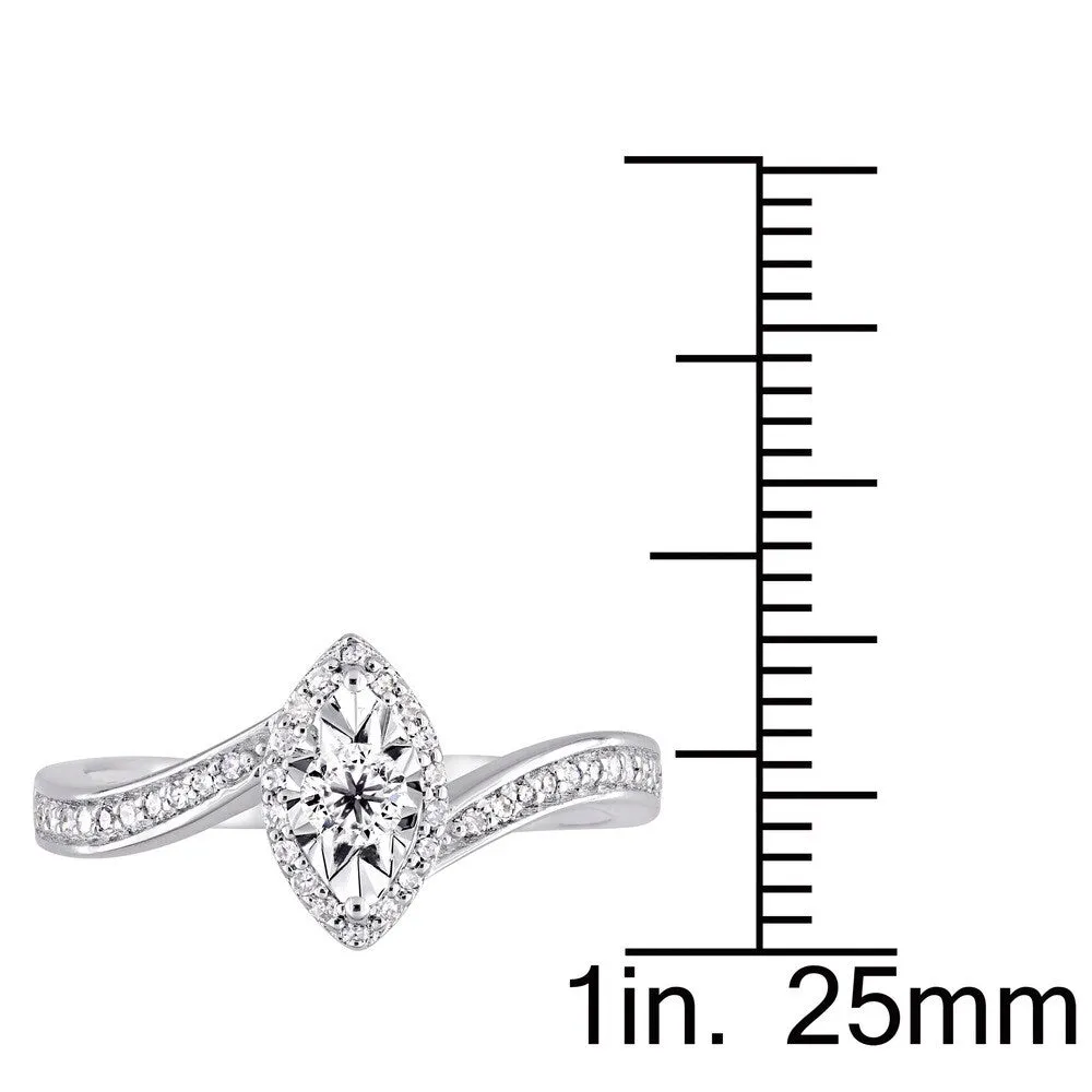 Miadora Sterling Silver 1/4ct TDW Diamond Bypass Style Engagement Ring - White sold by Zulily product image thumbnail 3
