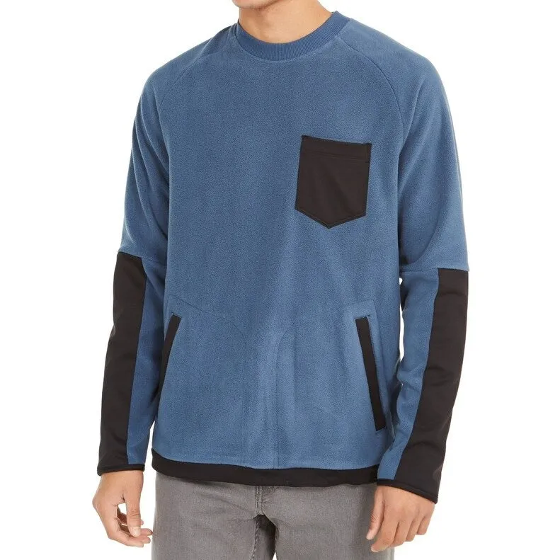DKNY Men's Mix Media Colorblocked Fleece Sweater Blue Size Medium sold by Zulily