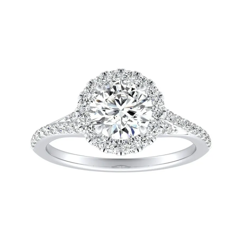 Auriya 14k Gold 1 1/2ct Moissanite Halo Diamond Engagement Ring 1/3ctw sold by Zulily