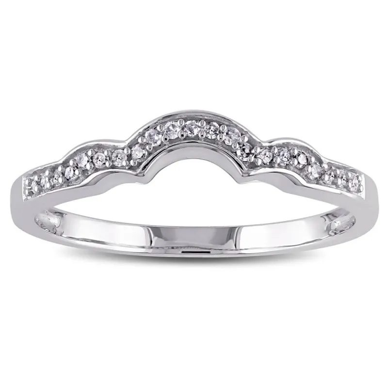 Miadora 10k White Gold 1/10ct TDW Diamond Stackable Contoured Wedding Band (G-H, I2-I3) sold by Zulily