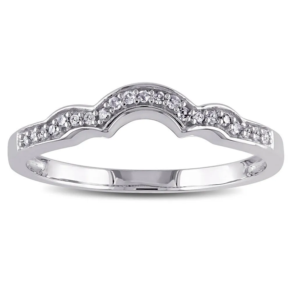 Miadora 10k White Gold 1/10ct TDW Diamond Stackable Contoured Wedding Band (G-H, I2-I3) sold by Zulily