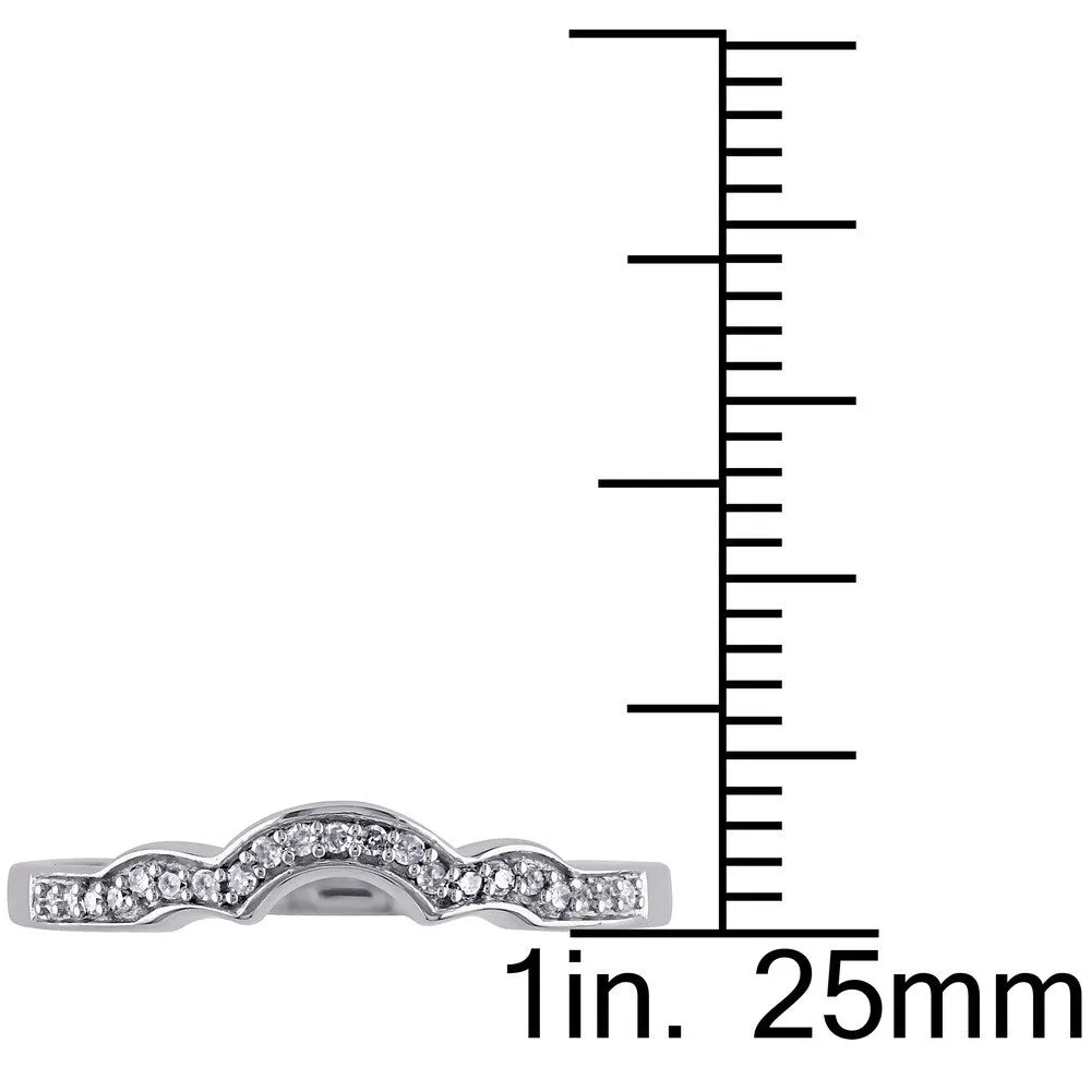 Miadora 10k White Gold 1/10ct TDW Diamond Stackable Contoured Wedding Band (G-H, I2-I3) sold by Zulily product image thumbnail 3