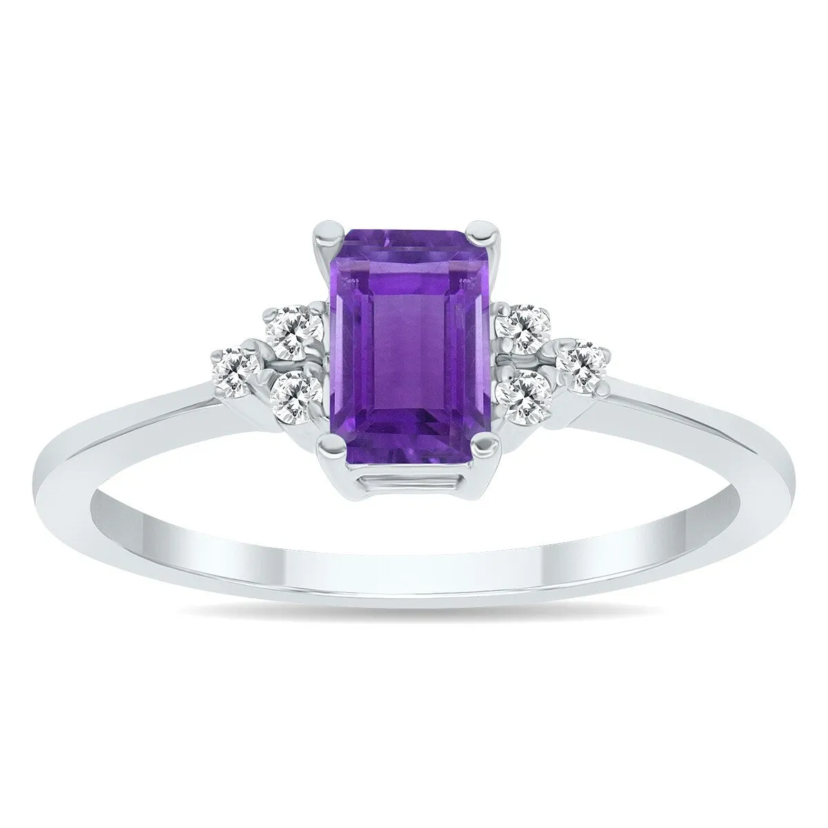 Amethyst and Diamond Regal Ring in 10k White Gold sold by Zulily