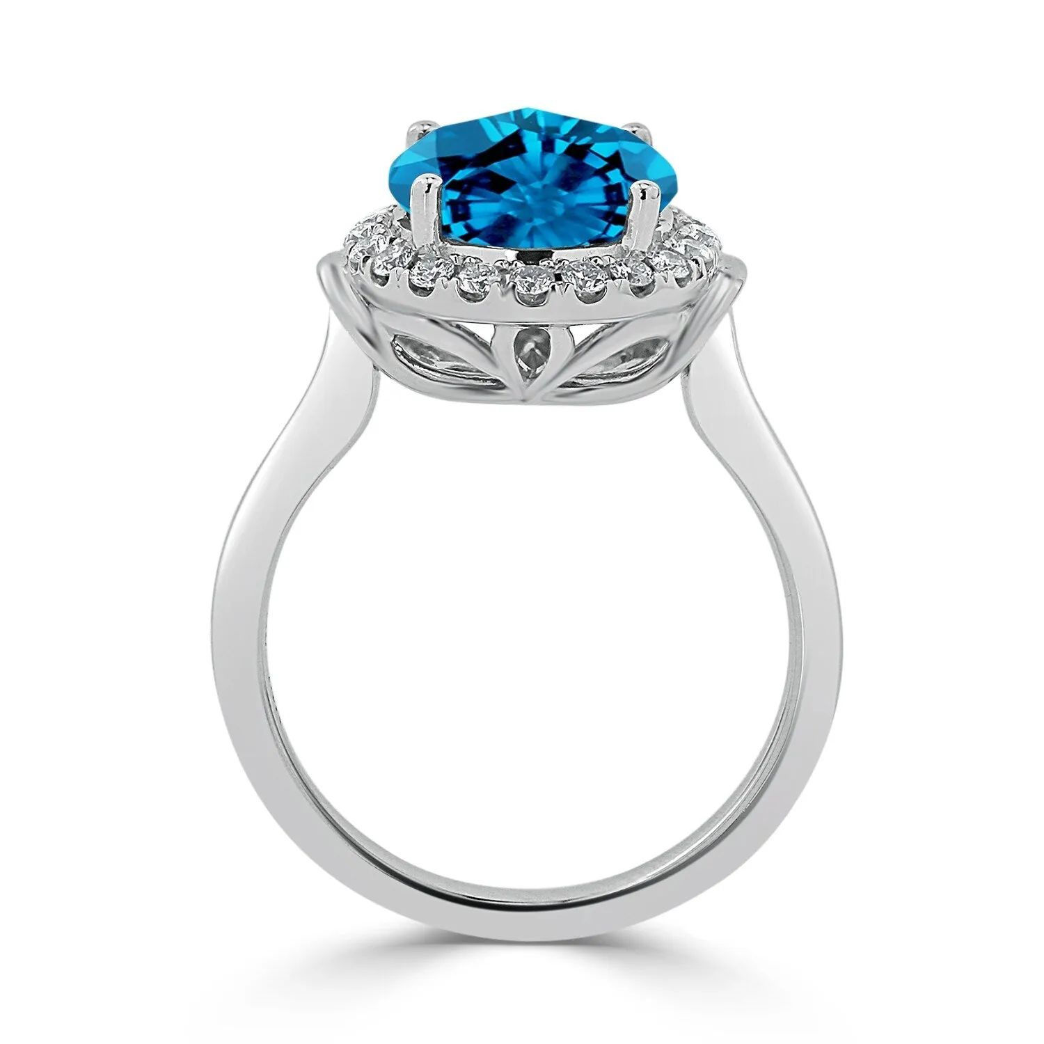 Auriya 3 5/8ct Round Swiss Blue Topaz and Halo Diamond Engagement Ring 1/4ctw 14k Gold sold by Zulily product image thumbnail 5