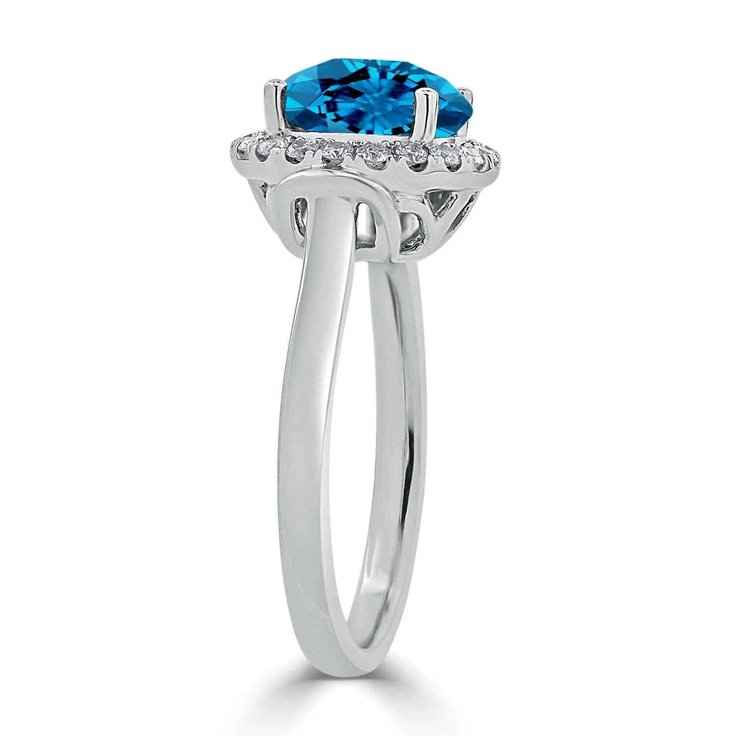 Auriya 3 5/8ct Round Swiss Blue Topaz and Halo Diamond Engagement Ring 1/4ctw 14k Gold sold by Zulily product image thumbnail 4
